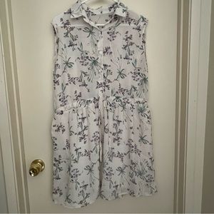 White Floral Sleeveless Dress